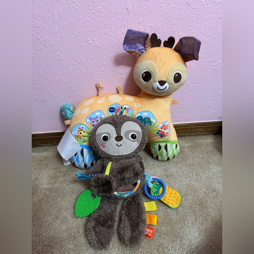Baby Toy Bundle Vtech Deer Prop Play Tummy Pillow and Sloth Activity Toy